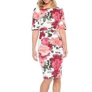 Liz Claiborne Short Sleeve Floral Sheath Dress